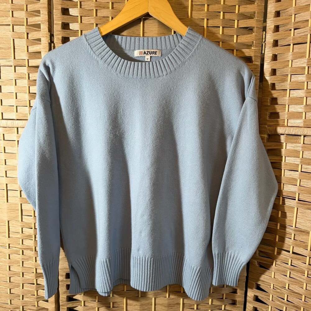Azure Sweater Size M Light Blue Crewneck Pullover